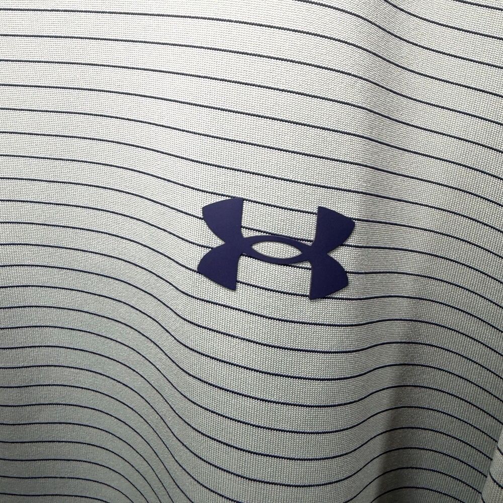 Under Armour The Performance Polo Golf Shirt Mens 3XLT Green Navy Striped - Picture 5 of 12